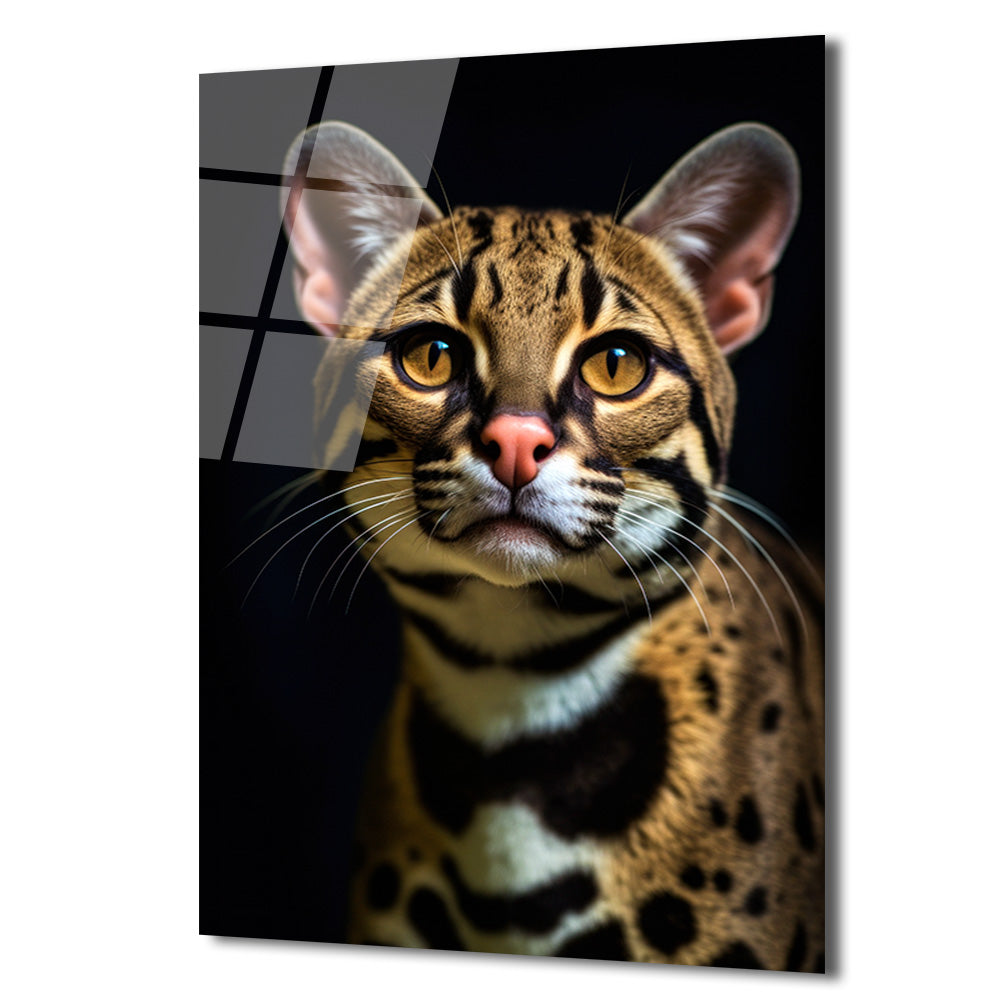 Gizemli Ocelot Portresi Cam Tablo