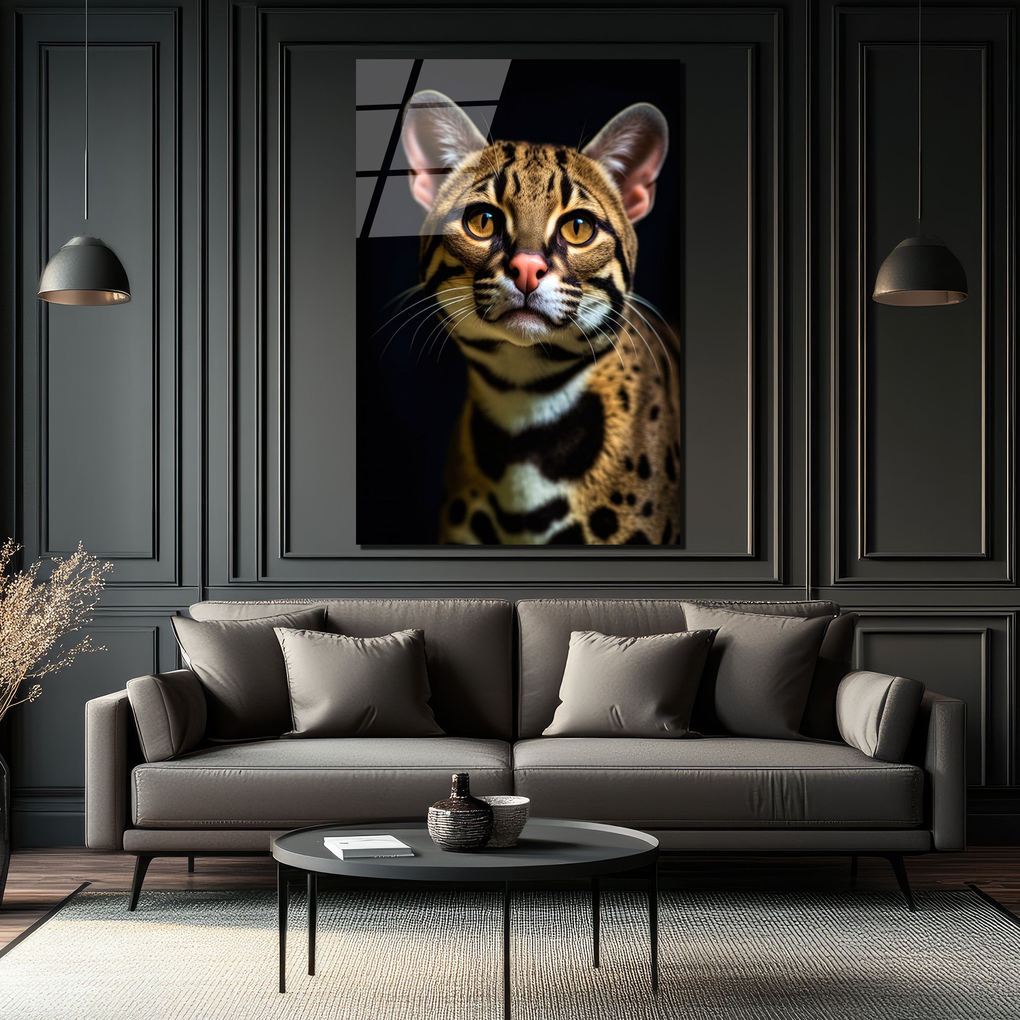 Gizemli Ocelot Portresi Cam Tablo