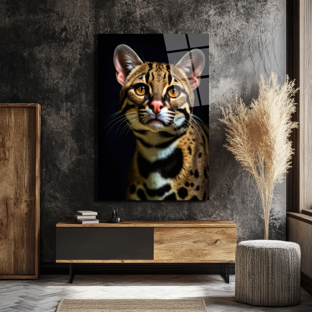 Gizemli Ocelot Portresi Cam Tablo