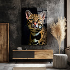 Gizemli Ocelot Portresi Cam Tablo