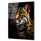 Vahşi Zarafet: Ocelot Portresi Temperli Cam Tablo