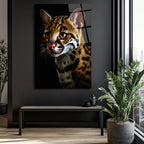 Vahşi Zarafet: Ocelot Portresi Temperli Cam Tablo