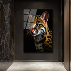 Vahşi Zarafet: Ocelot Portresi Temperli Cam Tablo