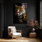 Vahşi Zarafet: Ocelot Portresi Temperli Cam Tablo