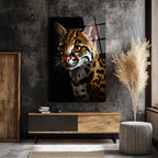 Vahşi Zarafet: Ocelot Portresi Temperli Cam Tablo