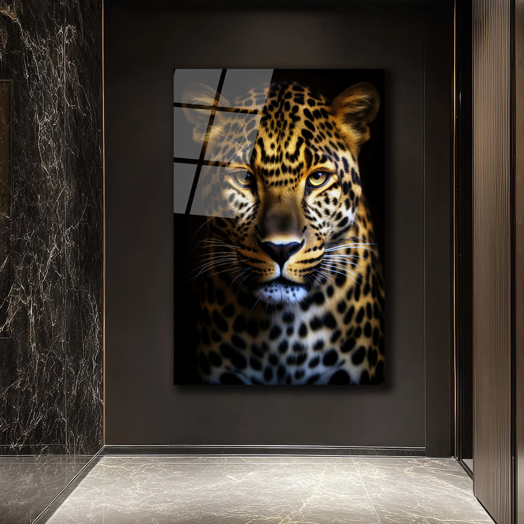 Vahşi Asalet: Leopar Portresi Cam Tablo