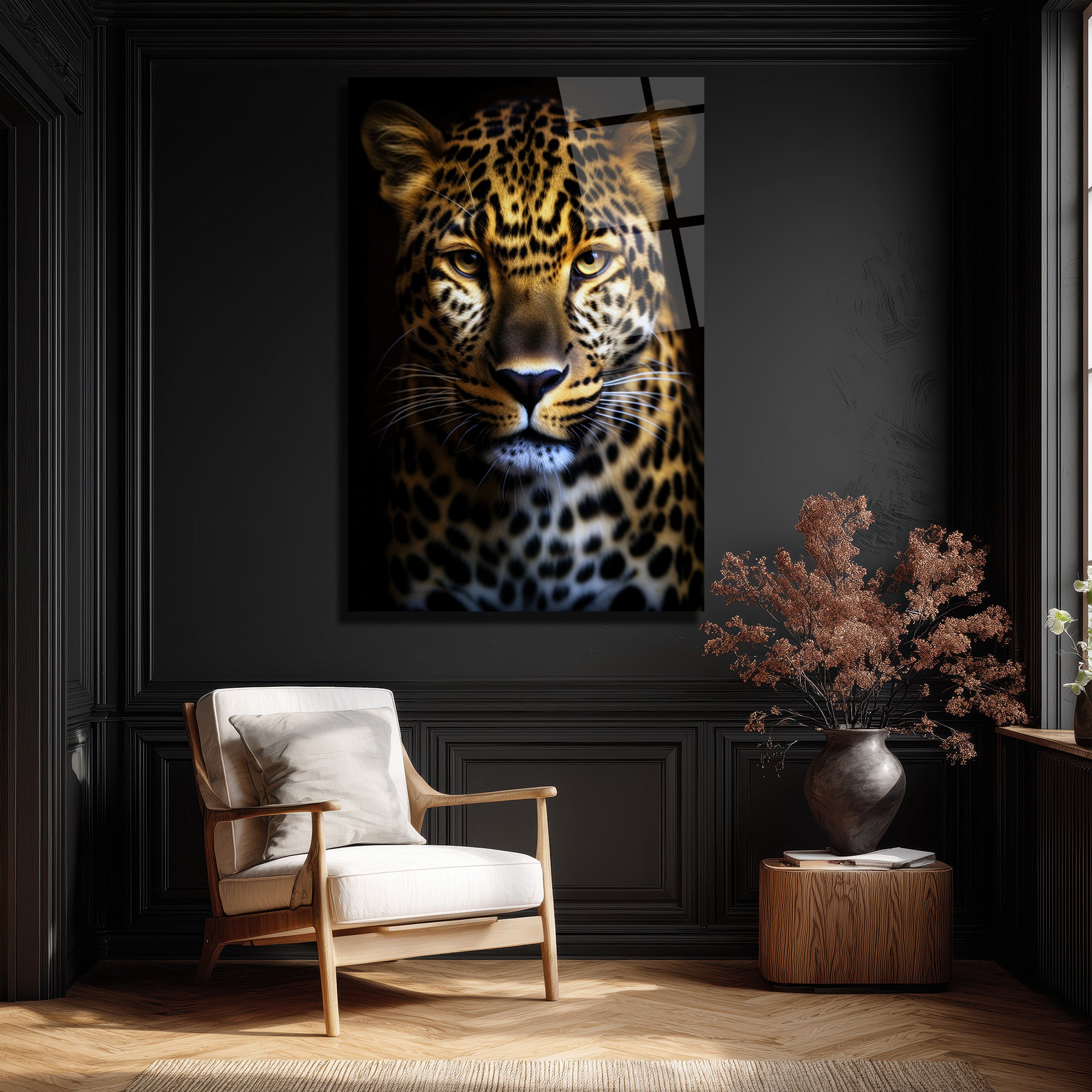 Vahşi Asalet: Leopar Portresi Cam Tablo