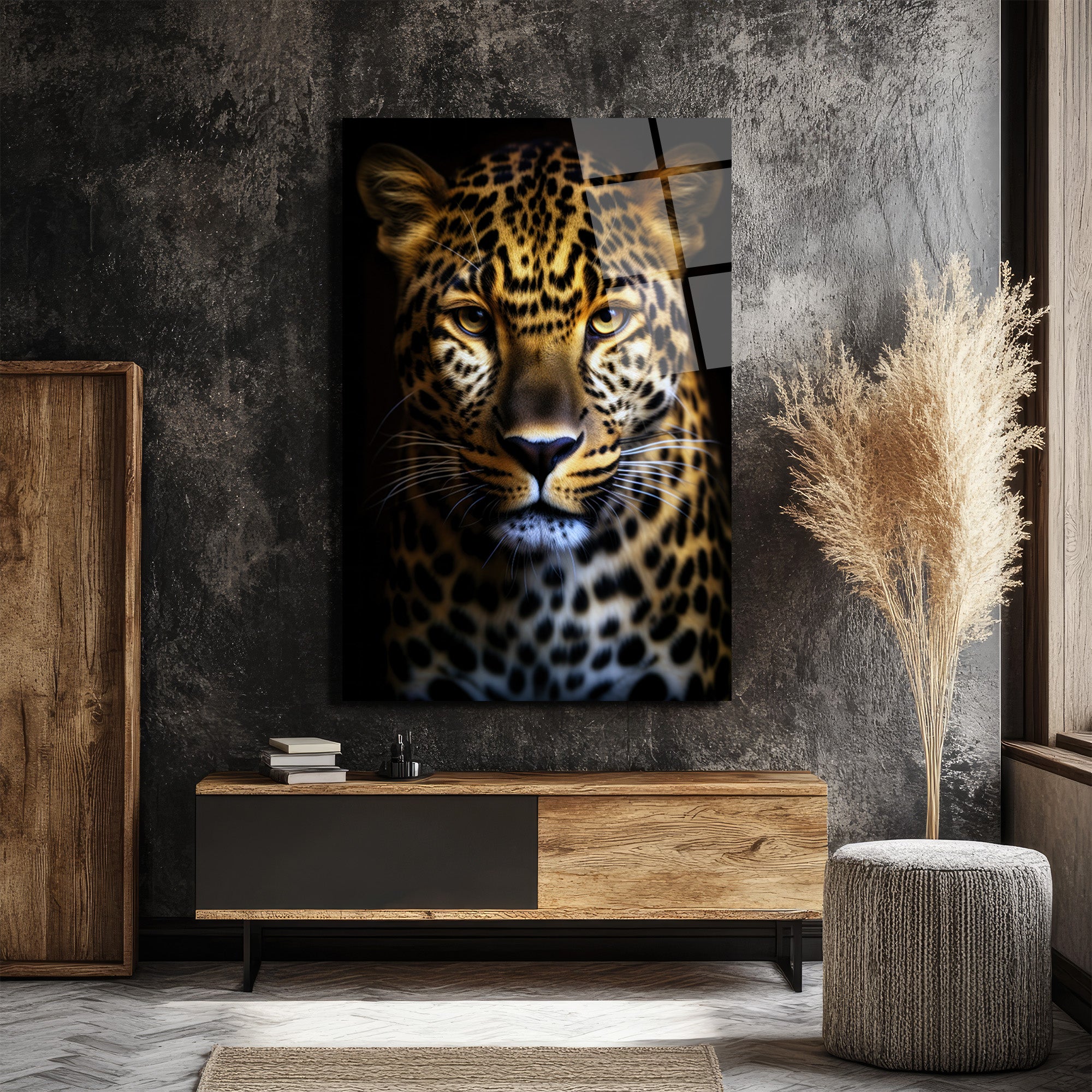 Vahşi Asalet: Leopar Portresi Cam Tablo