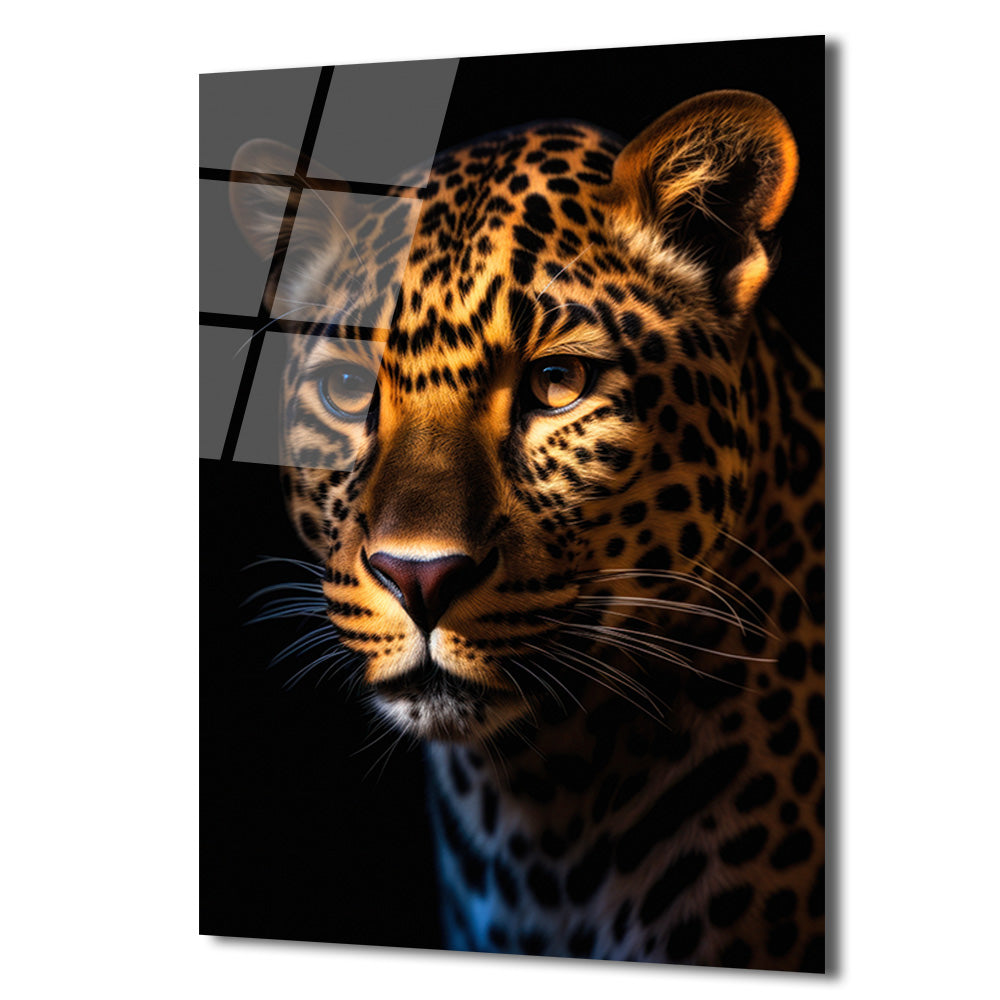 Leoparın Büyüleyici Bakışı Cam Tablo | Vahşi Doğa Sanatı
