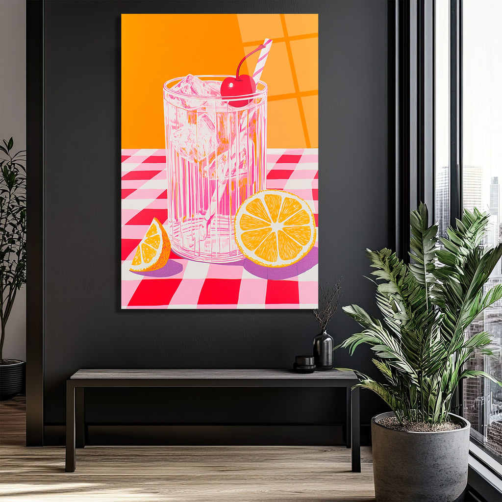 Yaz Kokteyli Pop Art Cam Tablo - Canlı Renklerle Mekanınıza Ferahlık Katın