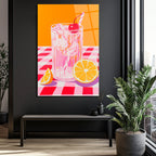 Yaz Kokteyli Pop Art Cam Tablo - Canlı Renklerle Mekanınıza Ferahlık Katın