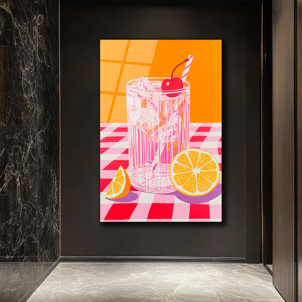 Yaz Kokteyli Pop Art Cam Tablo - Canlı Renklerle Mekanınıza Ferahlık Katın