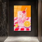 Yaz Kokteyli Pop Art Cam Tablo - Canlı Renklerle Mekanınıza Ferahlık Katın