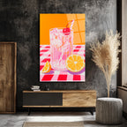 Yaz Kokteyli Pop Art Cam Tablo - Canlı Renklerle Mekanınıza Ferahlık Katın