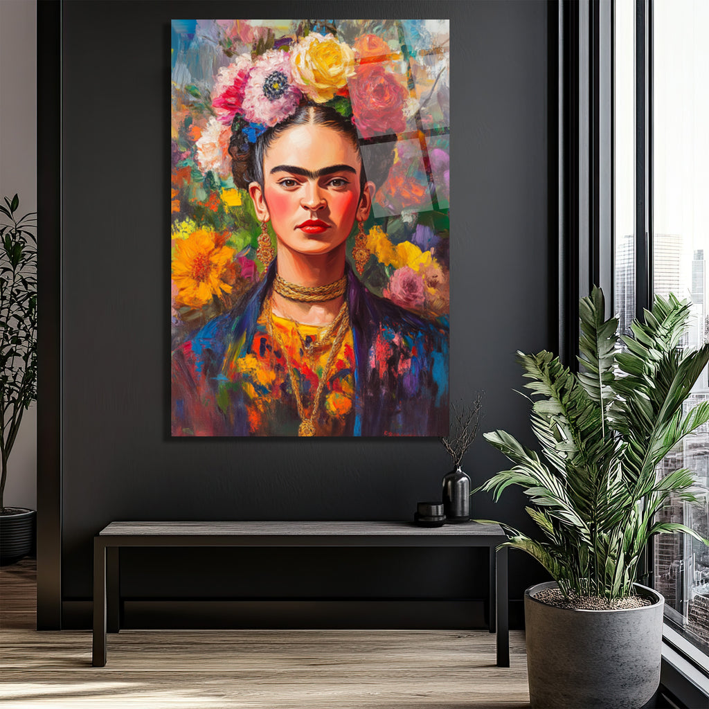 Frida Kahlo'nun Canlı Portresi Cam Tablo