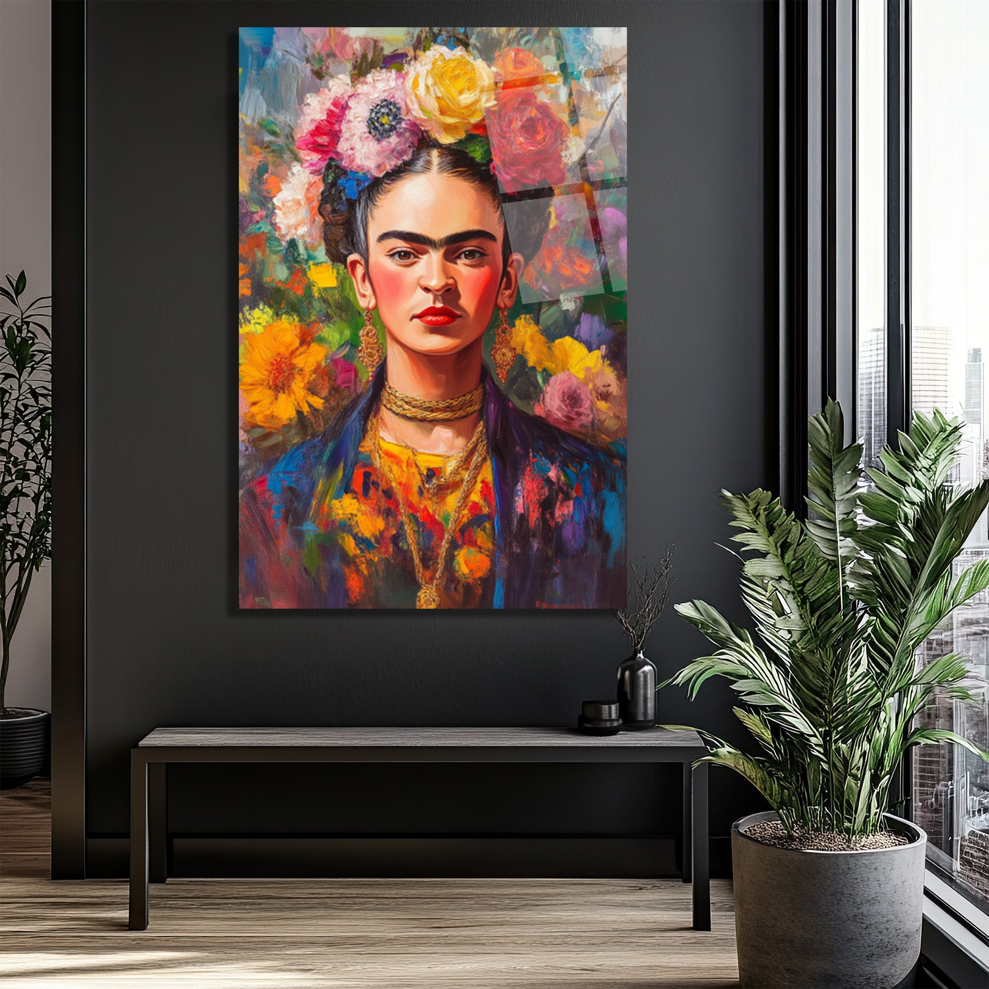 Frida Kahlo'nun Canlı Portresi Cam Tablo
