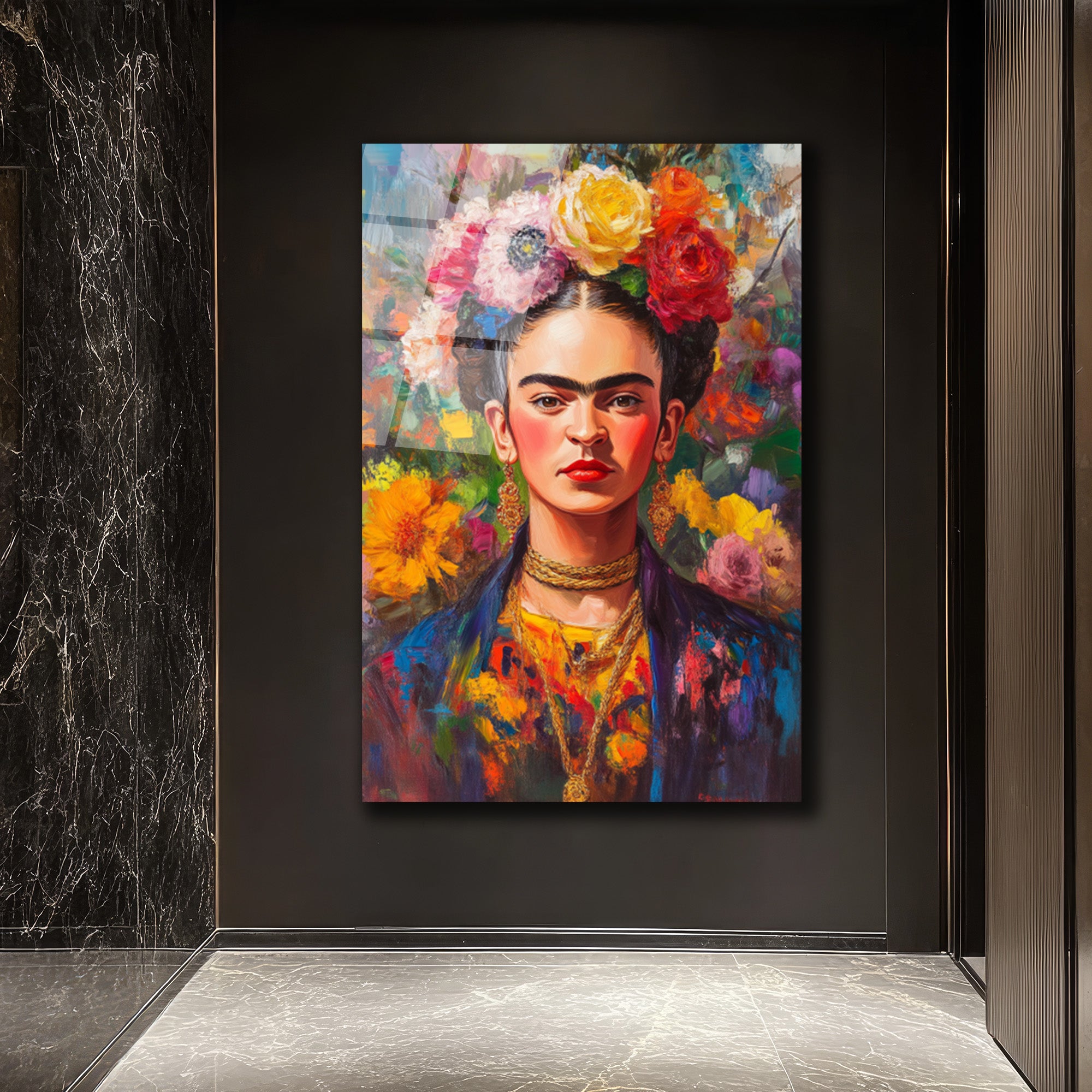 Frida Kahlo'nun Canlı Portresi Cam Tablo