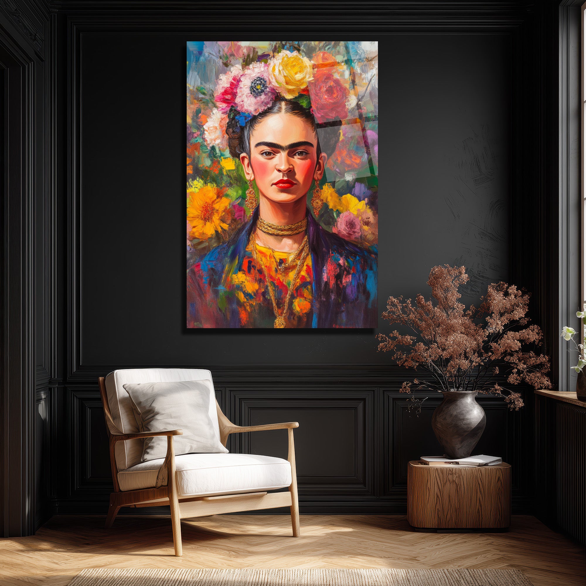 Frida Kahlo'nun Canlı Portresi Cam Tablo