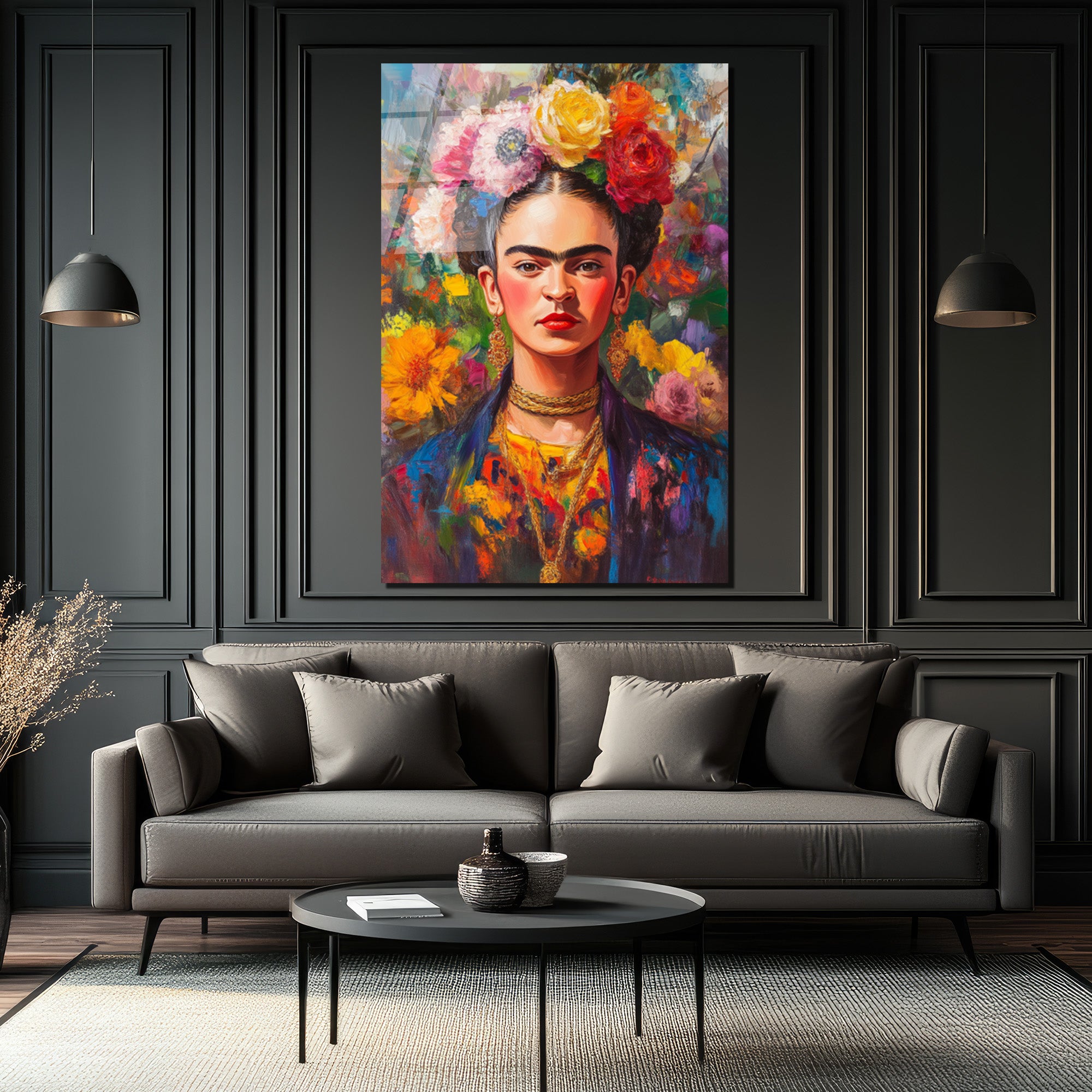Frida Kahlo'nun Canlı Portresi Cam Tablo