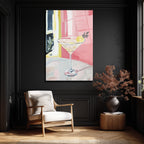 Modern Martini Sanatı Cam Tablo - Pembe ve Limon Ferahlığı