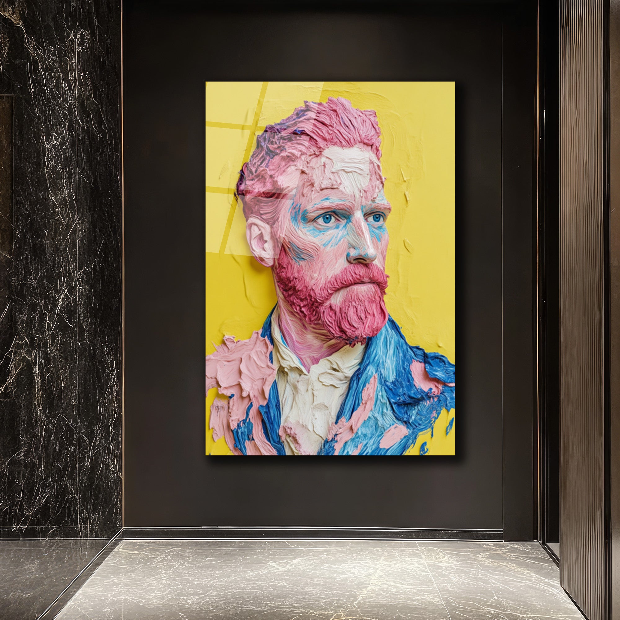 Van Gogh'un Modern Yüzü: Canlı Renklerle Sanatsal Cam Tablo