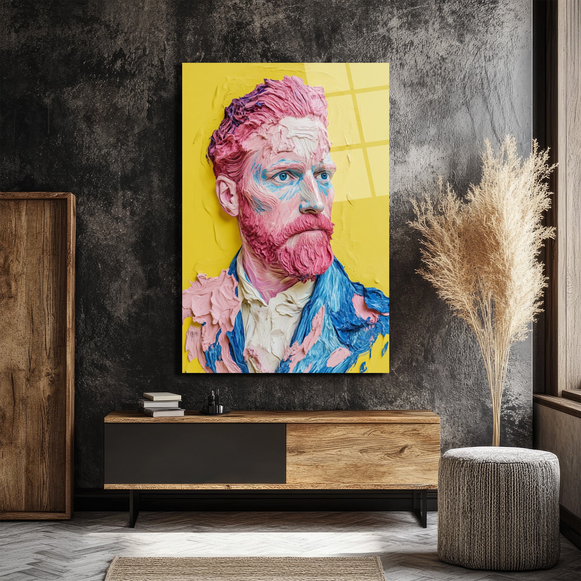 Van Gogh'un Modern Yüzü: Canlı Renklerle Sanatsal Cam Tablo