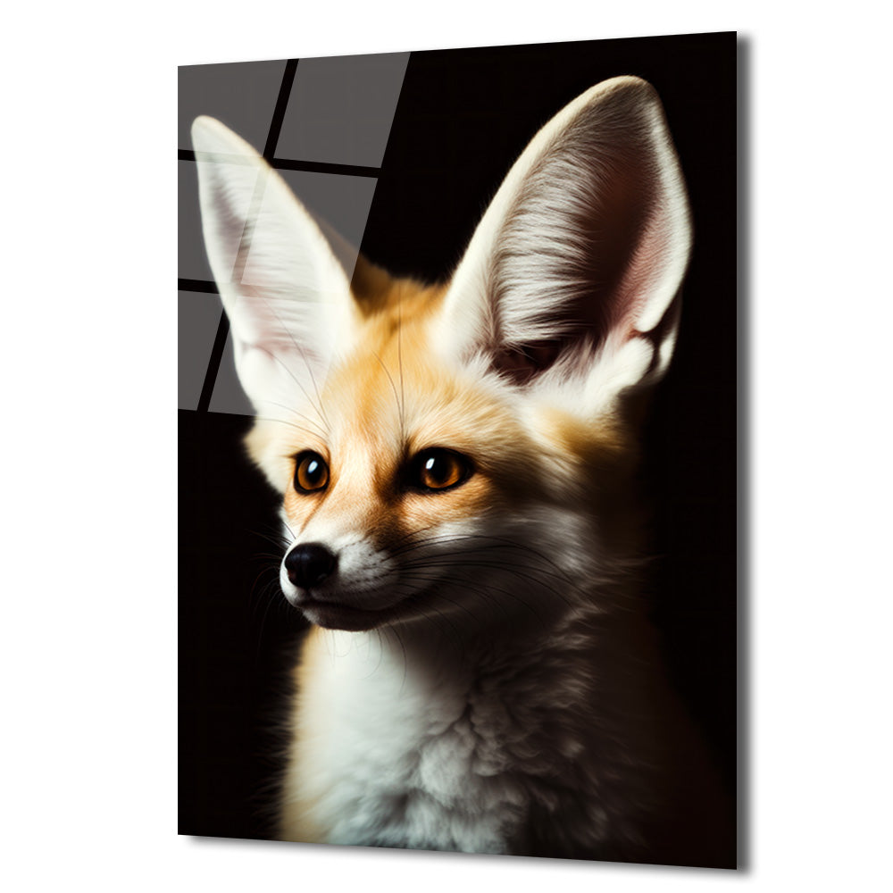 Gizemli Çöl Tilkisi Fennec Cam Tablo: Evine Vahşi Zarafet Kat!