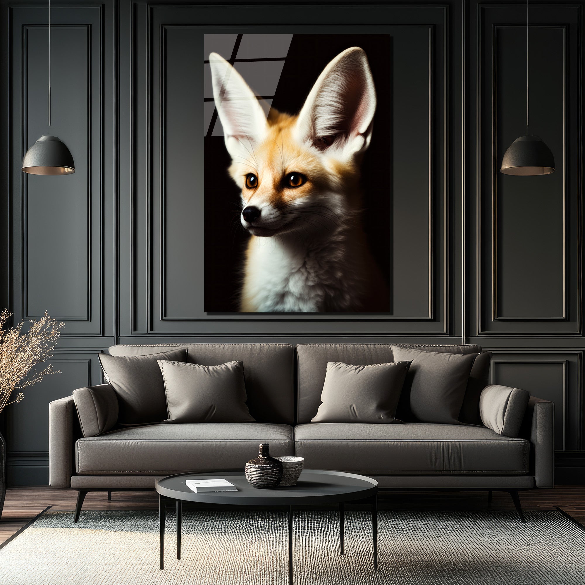 Gizemli Çöl Tilkisi Fennec Cam Tablo: Evine Vahşi Zarafet Kat!