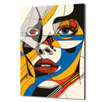 Dinamik Renklerle Pop Art Kadın Portre Cam Tablo