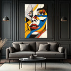 Dinamik Renklerle Pop Art Kadın Portre Cam Tablo