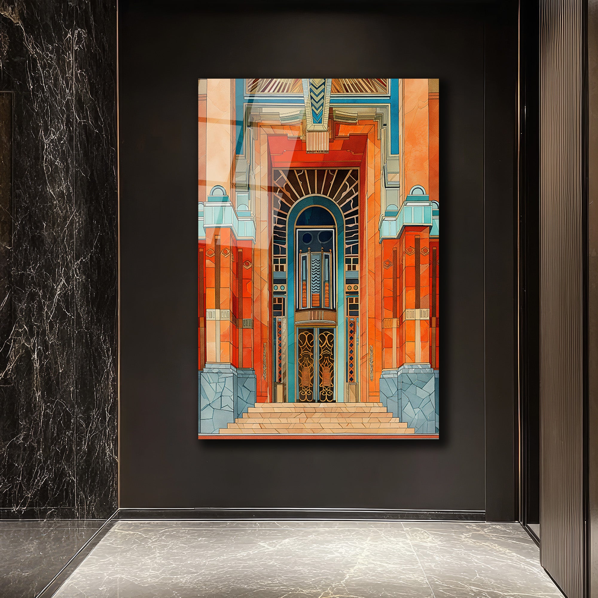 Art Deco Mimari Giriş Cam Tablo: Zamanın Ötesinde Bir Sanat Eseri
