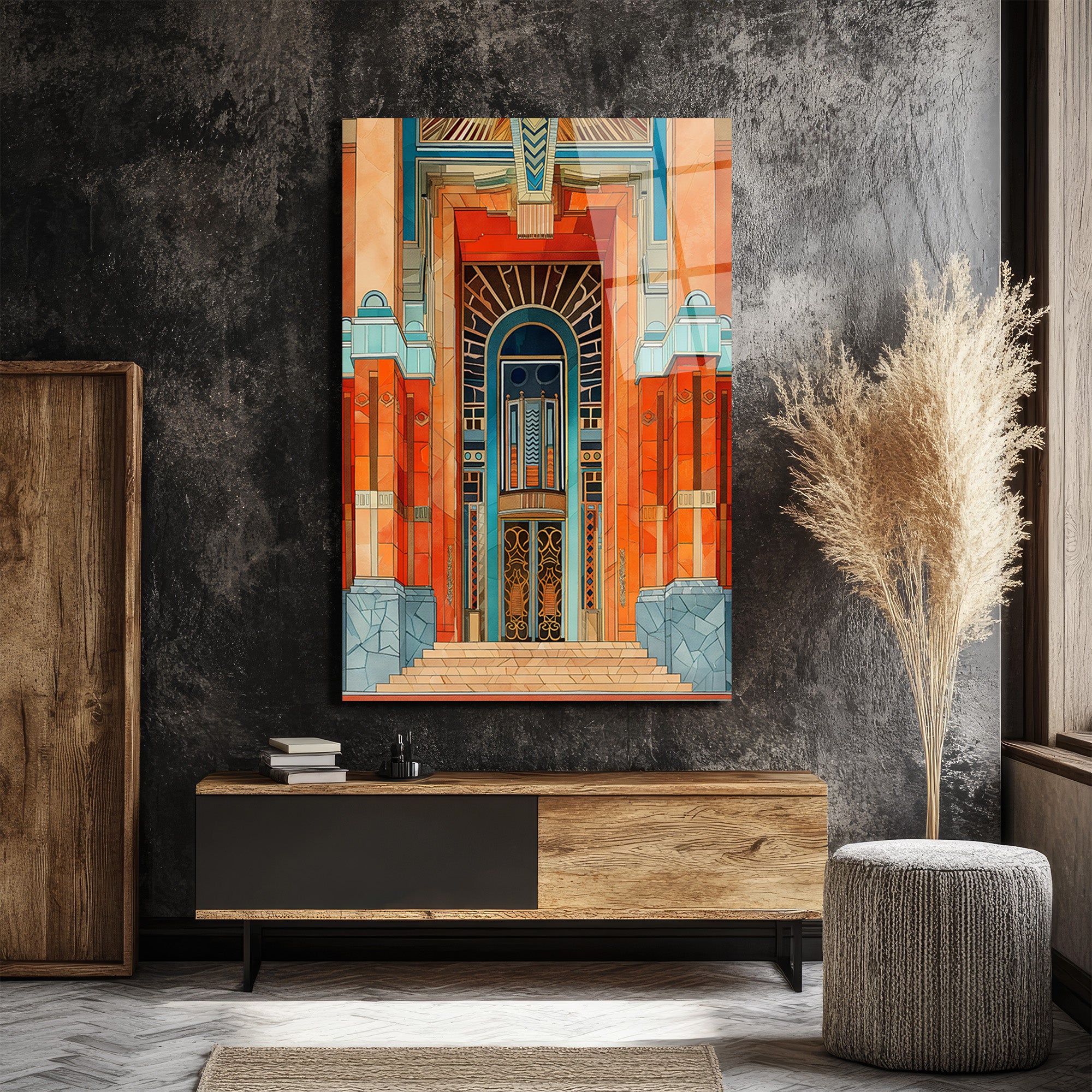 Art Deco Mimari Giriş Cam Tablo: Zamanın Ötesinde Bir Sanat Eseri