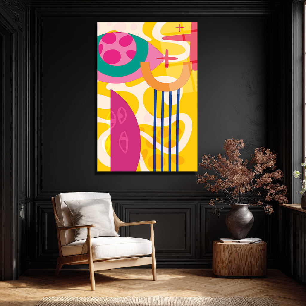 Canlı Renklerle Soyut Sanat Cam Tablo - Modern Duvar Dekoru