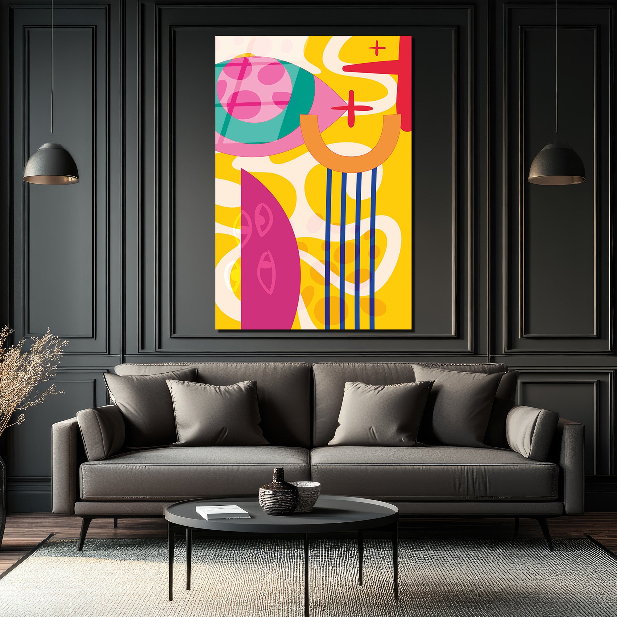Canlı Renklerle Soyut Sanat Cam Tablo - Modern Duvar Dekoru