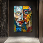 Soyut Yüzler Kübist Modern Cam Tablo - Glazella Sanat Koleksiyonu