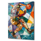 Kübist Basketbolcu Enerjisi Cam Tablo