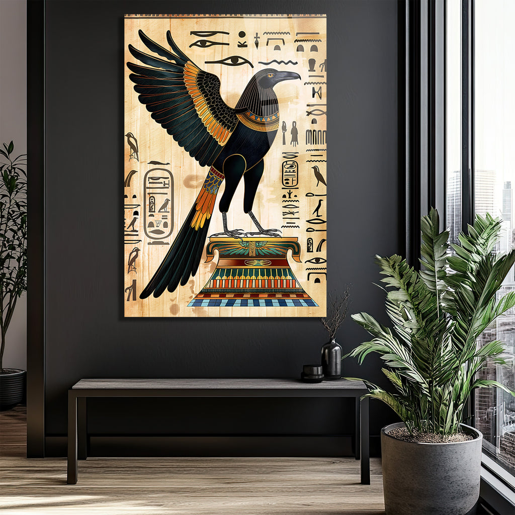 Mistik Mısır Tanrısı Horus Cam Tablo