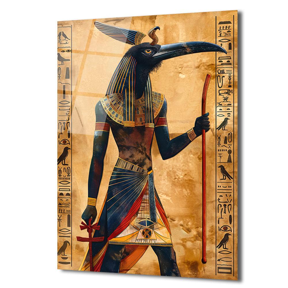 Antik Mısır Tanrısı Thoth Temalı Premium Cam Tablo