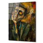 Gizemli Yüz İfadesi: Ekspresyonist Modern Sanat Cam Tablo