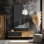Minimalist Papatya Zarafeti Cam Tablo