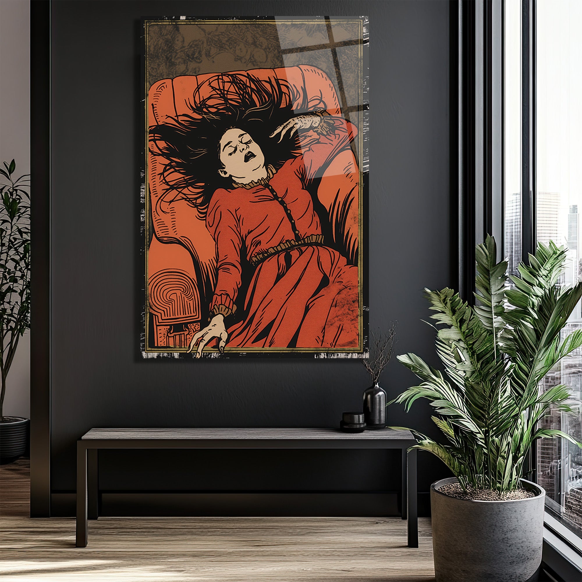 Derin Uyku: Gotik Sanat Temalı Cam Tablo