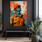 Vizyoner İşçi Pop Art Cam Tablo