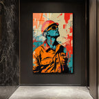 Vizyoner İşçi Pop Art Cam Tablo