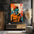 Vizyoner İşçi Pop Art Cam Tablo