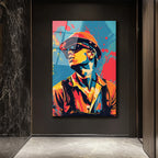 Dinamik Pop Art İşçi Portresi Cam Tablo