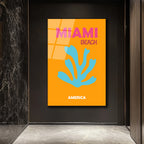 Miami Plajı Temalı Modern Sanat Cam Tablo