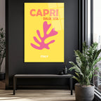 Capri Dolce Vita Temalı Modern Sarı Cam Tablo
