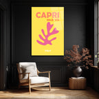 Capri Dolce Vita Temalı Modern Sarı Cam Tablo
