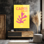 Capri Dolce Vita Temalı Modern Sarı Cam Tablo
