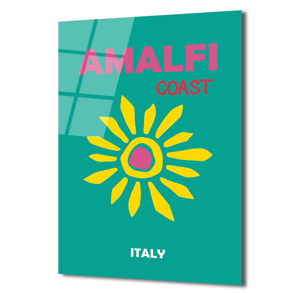 Amalfi Sahili Güneşi Cam Tablo - İtalya Seyahat Temalı Modern Sanat